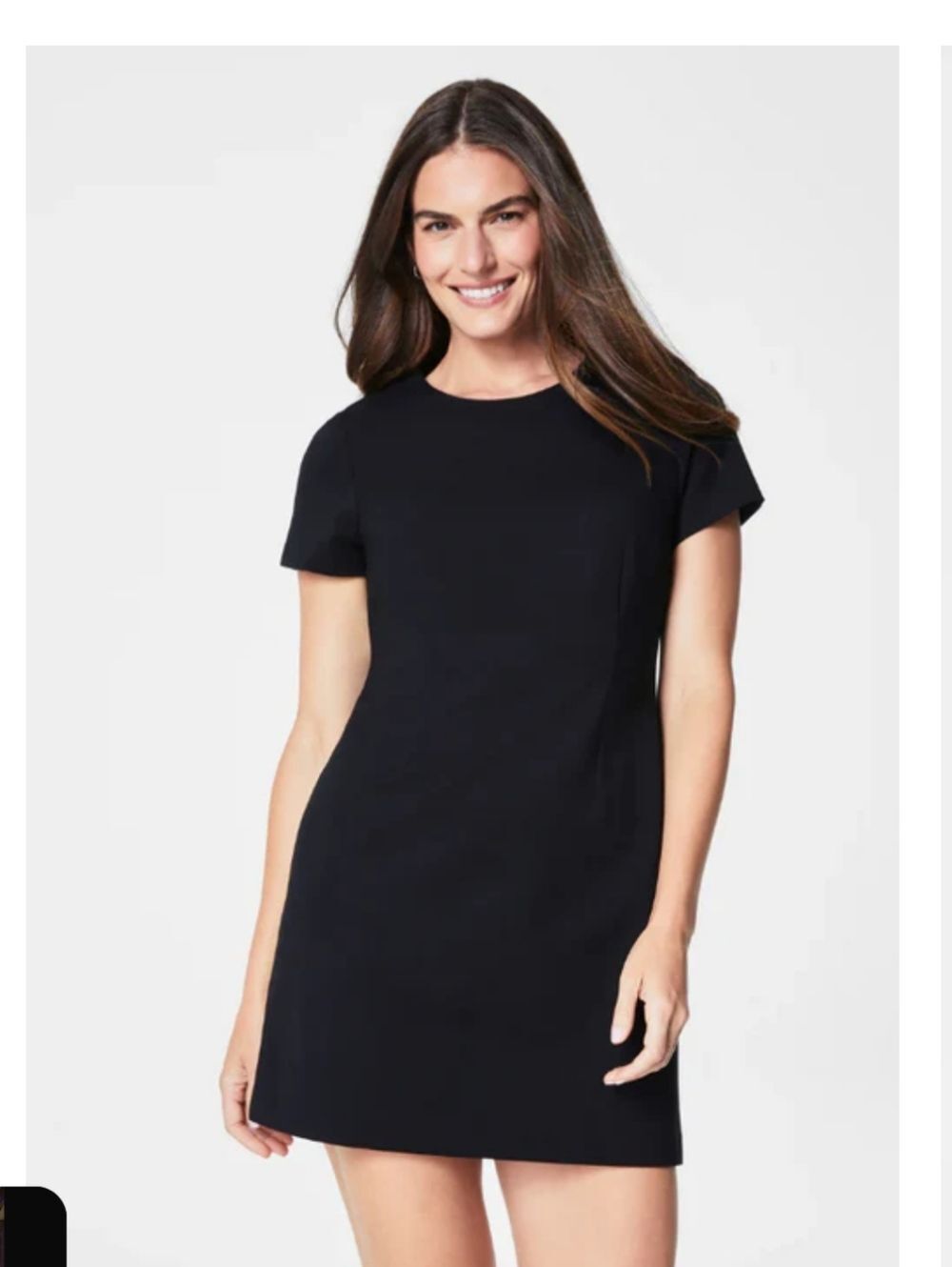 SPANX Black Short-Sleeve Mini Shift Dress